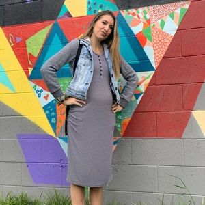 Blk and white ribbed maternity dress